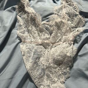 Elegant Lace Bodysuit in White Eye Lash Lace